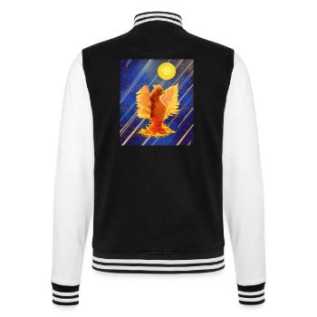 Kosmisch leuchtender Feuervogel: Cyber-Semurg - College-Sweatjacke - Schwarz/Weiß - Hinten - Marisol (170cm)