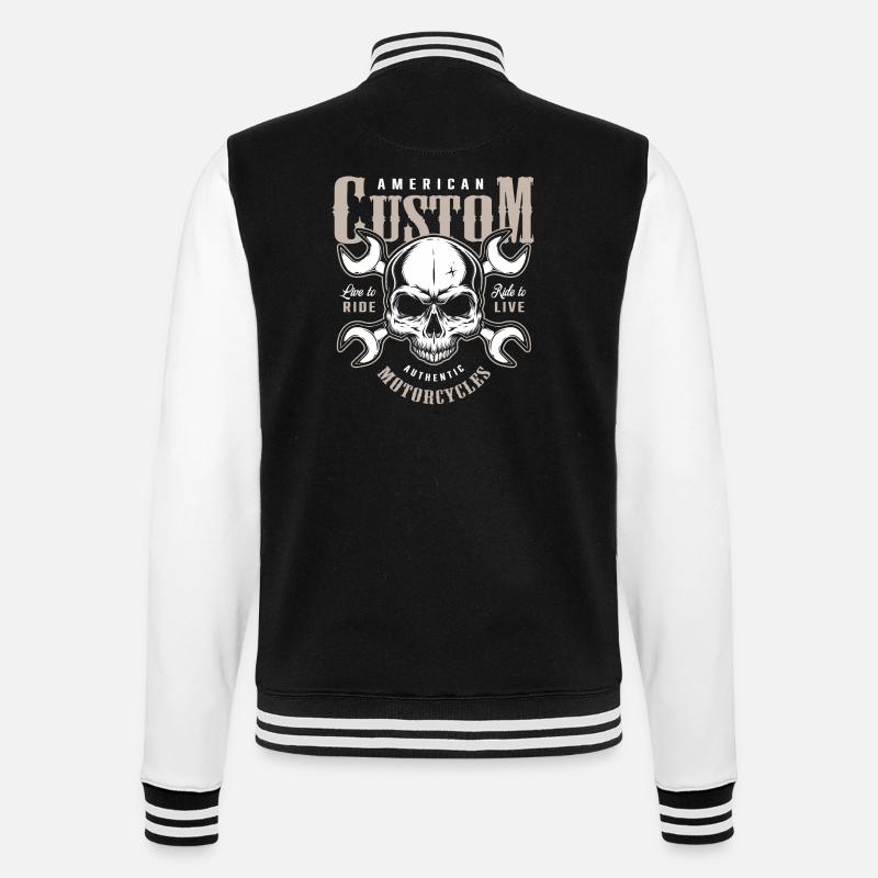custom motorcycles biker - College Sweat Jacket - black/white
