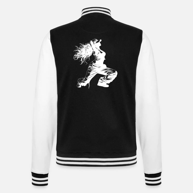 Breakdancerin Zeichnung - College-Sweatjacke - Schwarz/Weiß