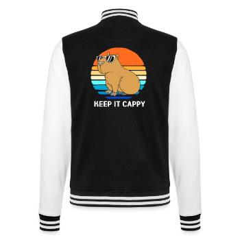 Capybara Capibara - College-Sweatjacke - Schwarz/Weiß - Hinten - Marisol (170cm)