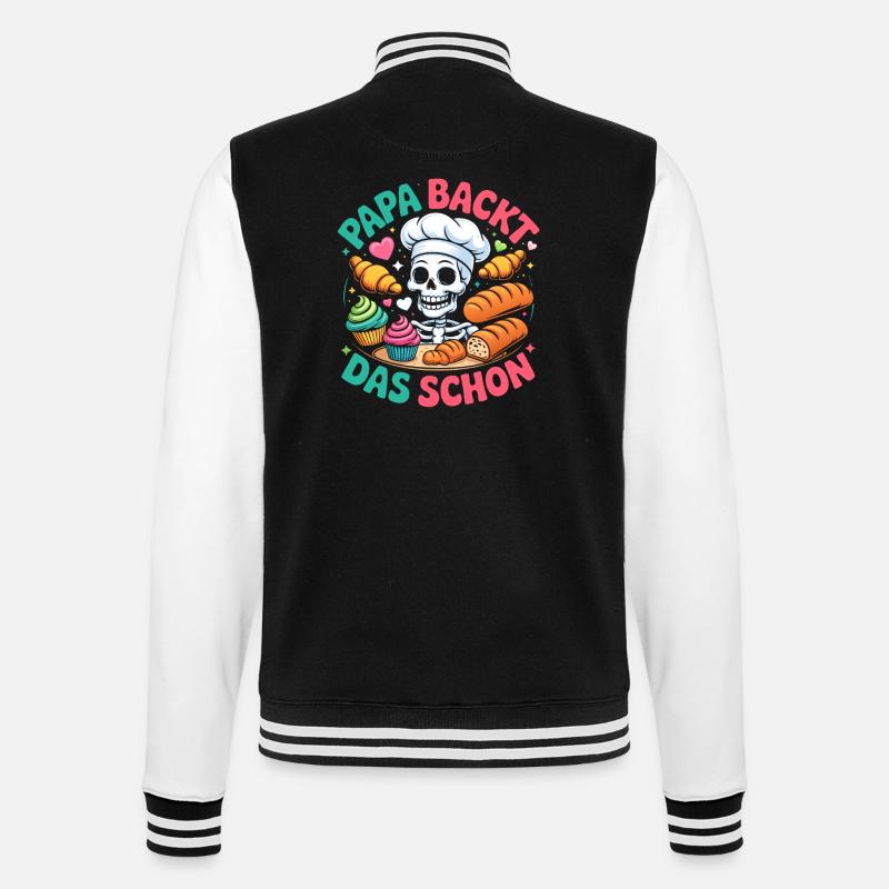 Dad's Baking Skeleton Chef - College Sweat Jacket - black/white