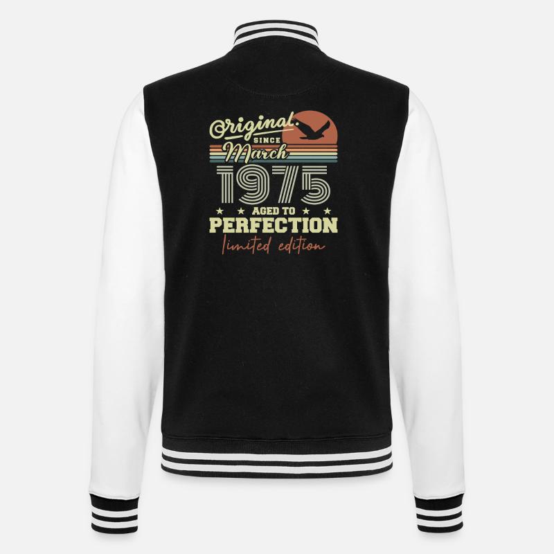 Birthday March 1975 - College Sweat Jacket - black/white
