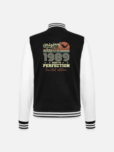 birthday March 1989 - College Sweat Jacket - black/white