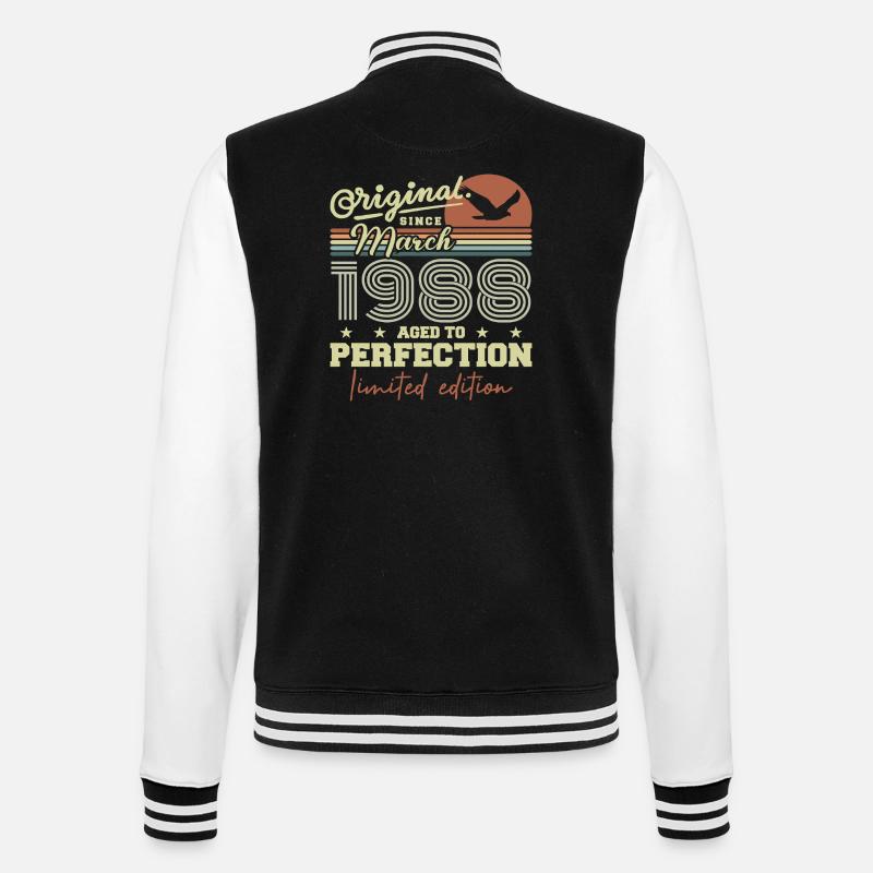 Birthday March 1988 - College Sweat Jacket - black/white