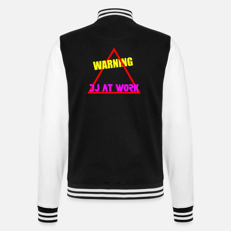 Warning dj at work - College Sweat Jacket - black/white
