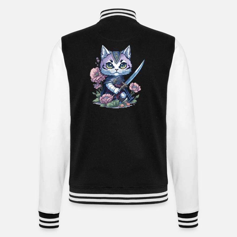 Die Ninja-Katze – einzigartig und farbenfroh - College-Sweatjacke - Schwarz/Weiß