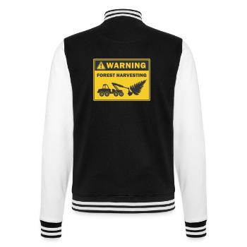 Waldernte Warnung Symbol für den Holzernter - College-Sweatjacke - Schwarz/Weiß - Hinten - Marisol (170cm)