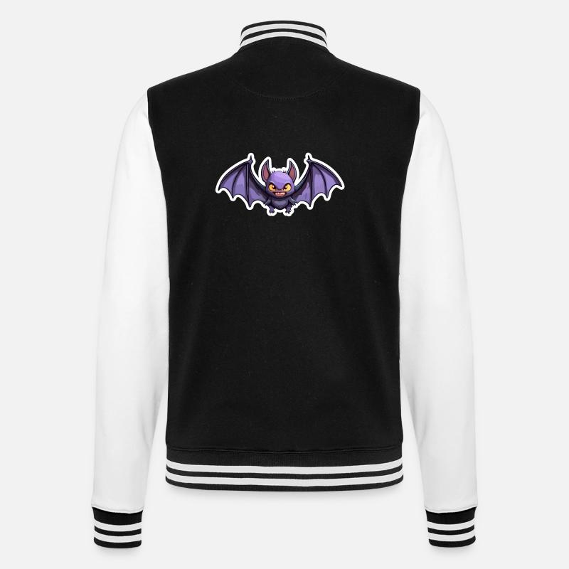 Bat / Vampire / Dracula / Animal / Halloween - College Sweat Jacket - black/white