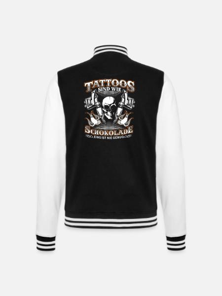 Tattoo Tattoos Tätowiert Tätowierer Schokolade - College-Sweatjacke - Schwarz/Weiß