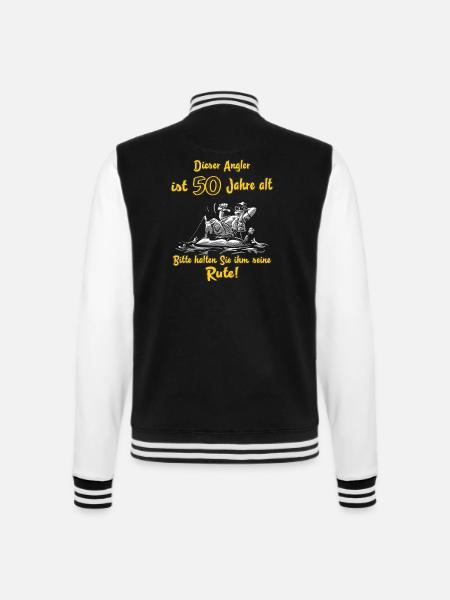 FID - Dieser Angler ist 50 Jahre alt - bitte - College-Sweatjacke - Schwarz/Weiß
