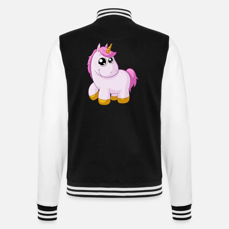 Pinkes Comic Einhorn - College-Sweatjacke - Schwarz/Weiß