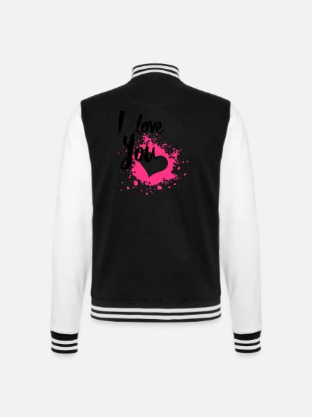 I Love You - Felpa in look college - nero/bianco