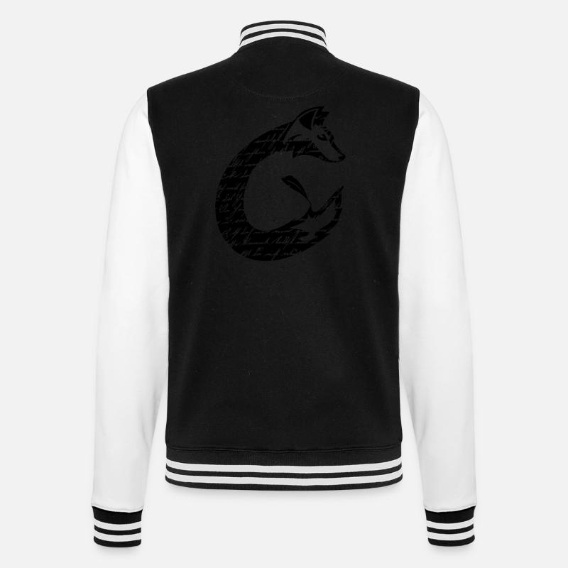 Fuchs font C-shape silhouette, black - College Sweat Jacket - black/white