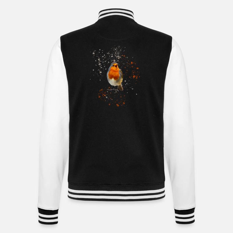 mignon gazouillis rouge-gorge Robin - Veste Teddy - noir/blanc