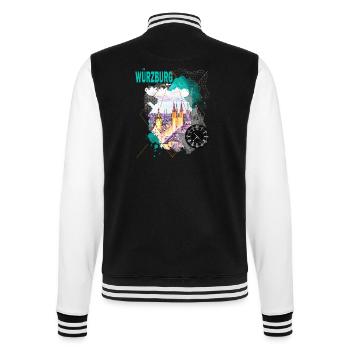 Würzburg Allemagne City Skyline Vintage Retro - Veste Teddy - noir/blanc - Dos - Marisol (170cm)