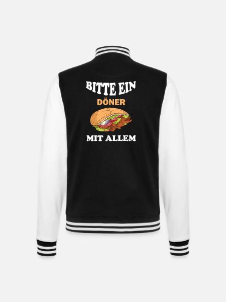 Bitte ein Döner mit Allem lustige Döner Sprüche - College-Sweatjacke - Schwarz/Weiß