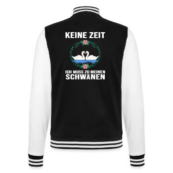 Schwan "Schwanzeit" Schwäne verliebt Schwanpaar - College-Sweatjacke - Schwarz/Weiß - Hinten - Marisol (170cm)