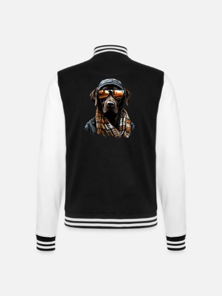 Urban Retriever: Streetwise Labrador Vibes - College-Sweatjacke - Schwarz/Weiß