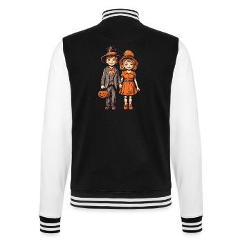 Retro Halloween Trick or Treat Kinder Design - College-Sweatjacke - Schwarz/Weiß - Hinten - Marisol (170cm)