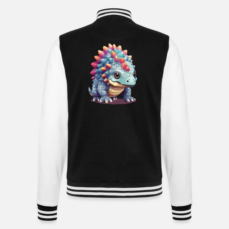 Mignon Pastel Ankylosaurus Dino Comic - Veste Teddy - noir/blanc