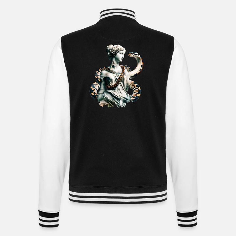 Aphrodite and Snake with Double Exposure Effect - College Sweat Jacket - black/white