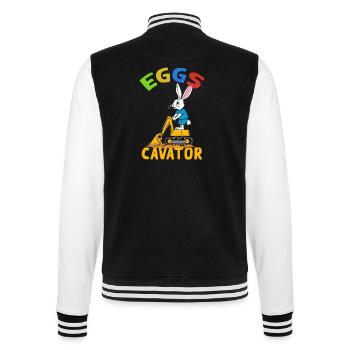 Lustiger Ostern Spruch Osterhase Baggerfahrer - College-Sweatjacke - Schwarz/Weiß - Hinten - Marisol (170cm)