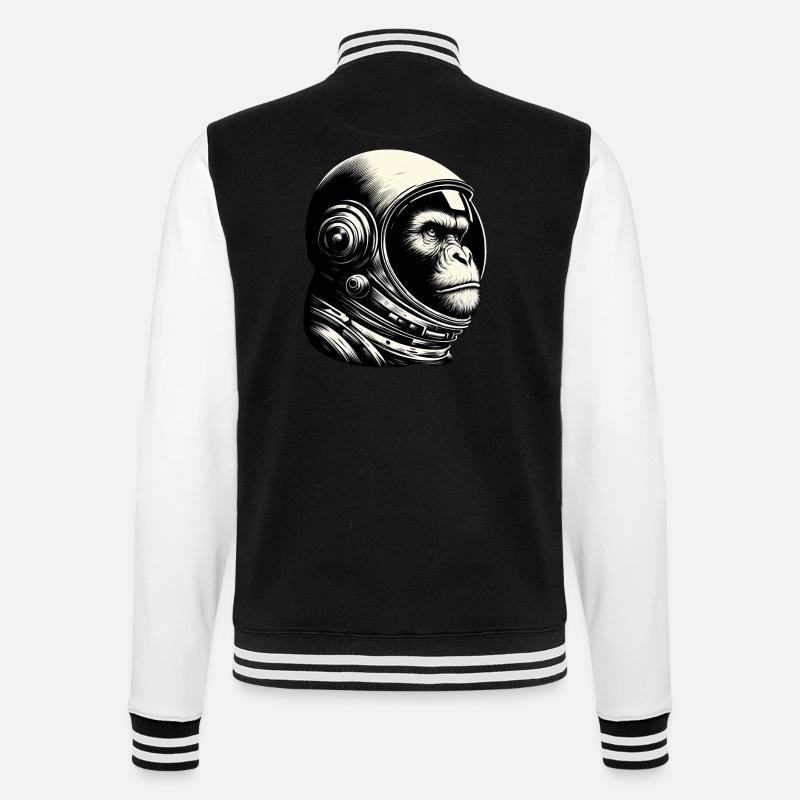 Chimpanzé, Astronaute, Réfléchi, Cosmos - Veste Teddy - noir/blanc
