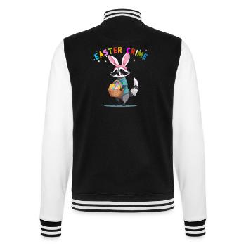 Funny Cute Raccoon Easter Eggs Design - College Sweat Jacket - black/white - Back - Marisol (170cm)