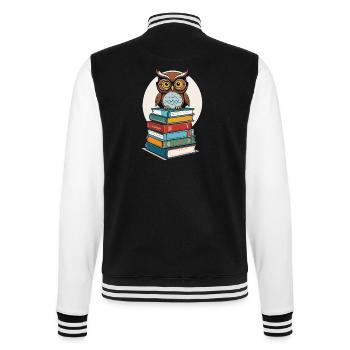 Books Owl Owls Lover Cute Book Illustration - College Sweat Jacket - black/white - Back - Marisol (170cm)