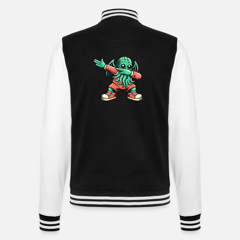 Lustiger Dabbender Cthulhu Dabbing Design - College-Sweatjacke - Schwarz/Weiß