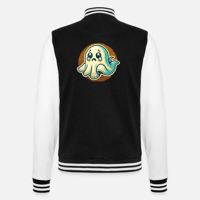 Sad Ghost Funny Ghost Design - College Sweat Jacket - black/white