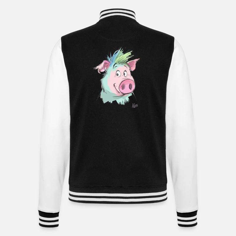 Friendly Pig - College Sweat Jacket - black/white