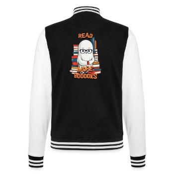 Cute Book Lover Ghost Costume Idea - College Sweat Jacket - black/white - Back - Marisol (170cm)