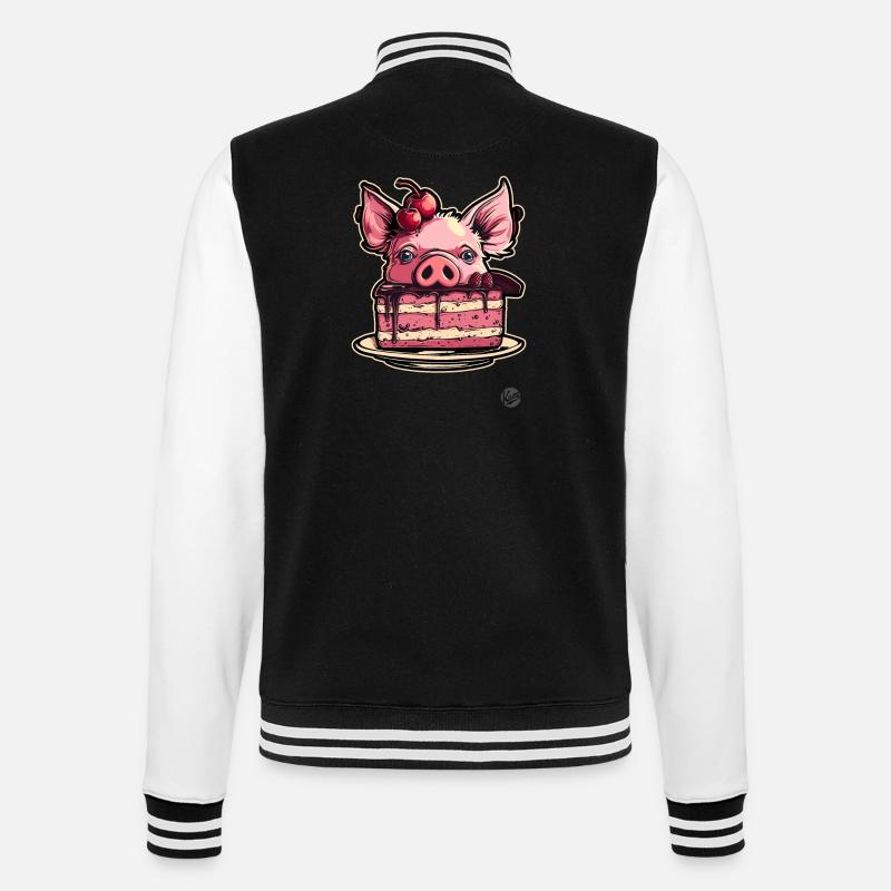 Cherry Cake Cake Pig - College Sweat Jacket - black/white