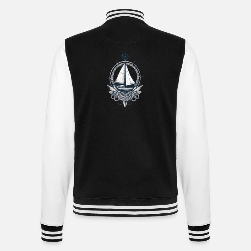äSegelboot Kompass Nautik Abenteuer - College-Sweatjacke - Schwarz/Weiß