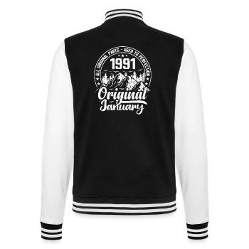 January 1991 Original 33 Year Old Birthday Gift - College Sweat Jacket - black/white - Back - Marisol (170cm)