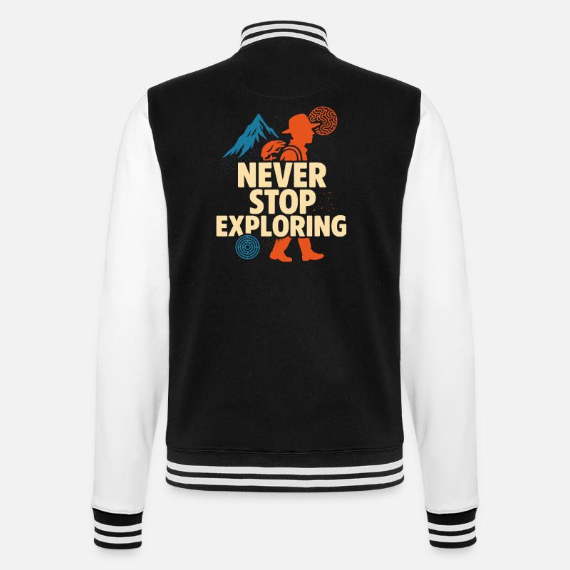 Never Stop Exploring Design - College-Sweatjacke - Schwarz/Weiß
