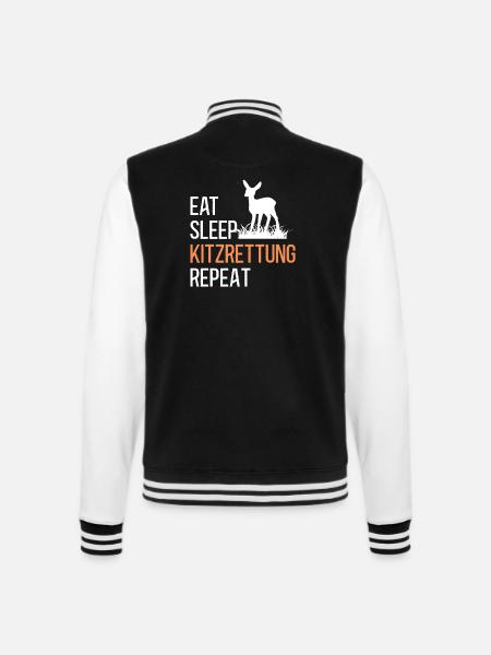 Kitzrettung Kitzretter Rehkitz Retten Tierretter - College-Sweatjacke - Schwarz/Weiß