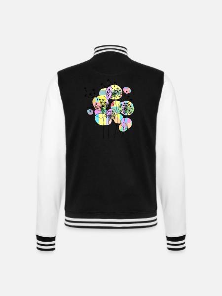 Blumen - College-Sweatjacke - Schwarz/Weiß