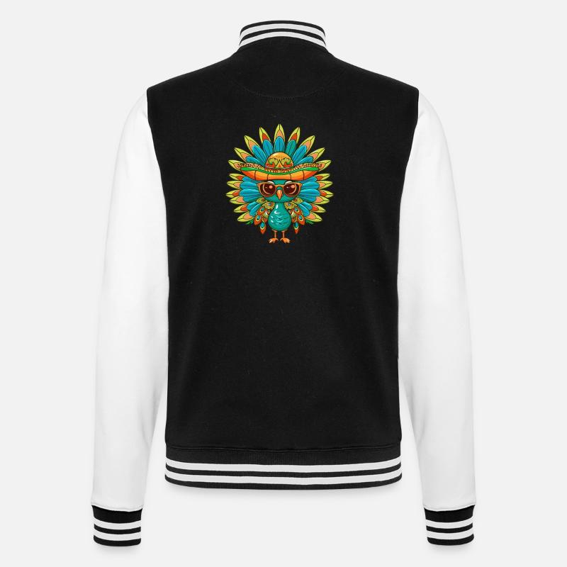 Peacock Bird Comic Funny Sombrero - College Sweat Jacket - black/white