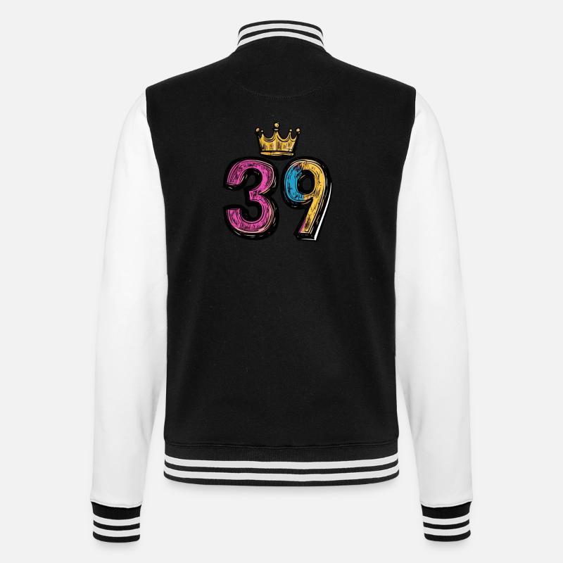 39 Number Crown - College Sweat Jacket - black/white