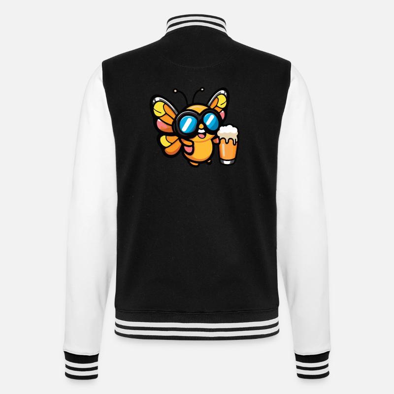 Schmetterling Apres Ski Bier Comic - College-Sweatjacke - Schwarz/Weiß