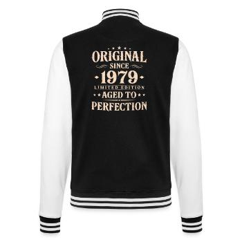 Cadeau d’anniversaire Vintage original 1979 - Veste Teddy - noir/blanc - Dos - Marisol (170cm)