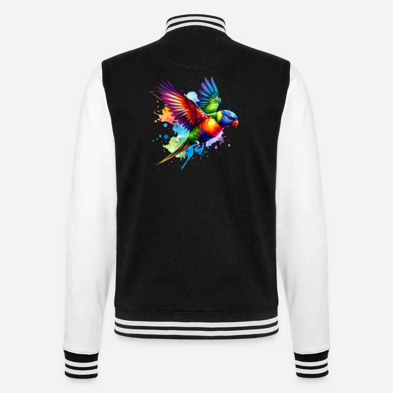 Rainbow Lorikeet Gift - College Sweat Jacket - black/white