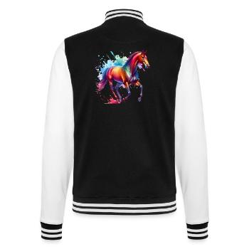 Andalusier Geschenk Pferd - College-Sweatjacke - Schwarz/Weiß - Hinten - Marisol (170cm)