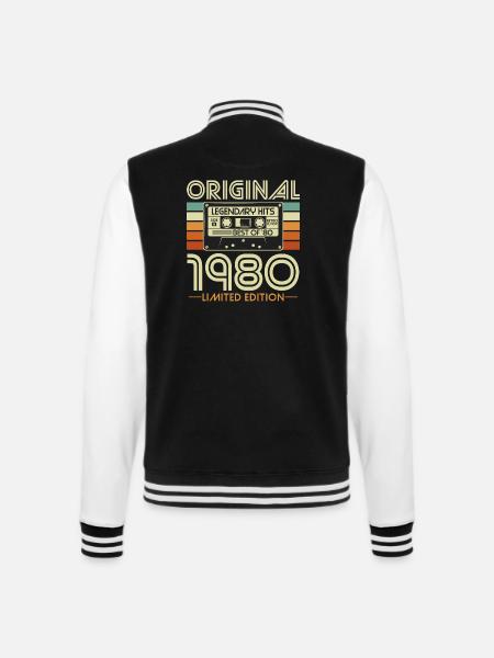 Original 1980 Jahrgang Vintage Geburtstag Retro - College-Sweatjacke - Schwarz/Weiß