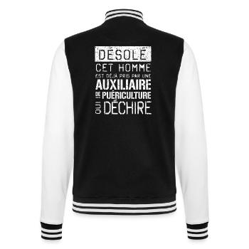 Auxiliaire puériculture Désolé ce mec pris - Veste Teddy - noir/blanc - Dos - Marisol (170cm)