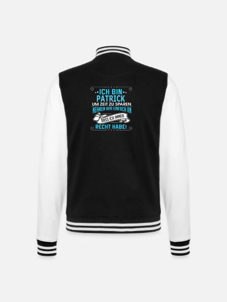 PATRICK - College-Sweatjacke - Schwarz/Weiß