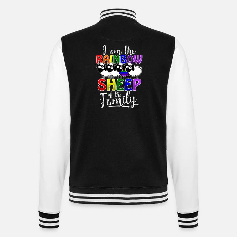 Rainbow Sheep - Gay Pride - College Sweat Jacket - black/white
