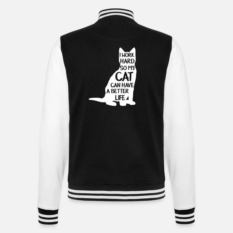 katze mit spruch - College-Sweatjacke - Schwarz/Weiß